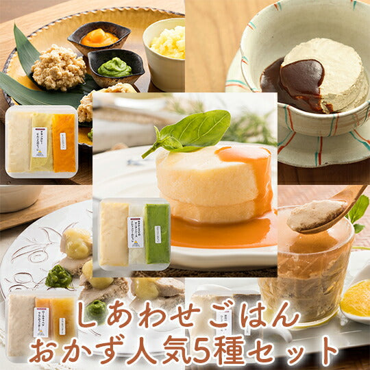 しあわせごはん おかず人気5種セット 嚥下食 介護 冷凍チキンカレー ホタテとエビのオニオンソース さばのみそ煮 ロールキャベツ 豚肉の生姜焼き 副菜つき